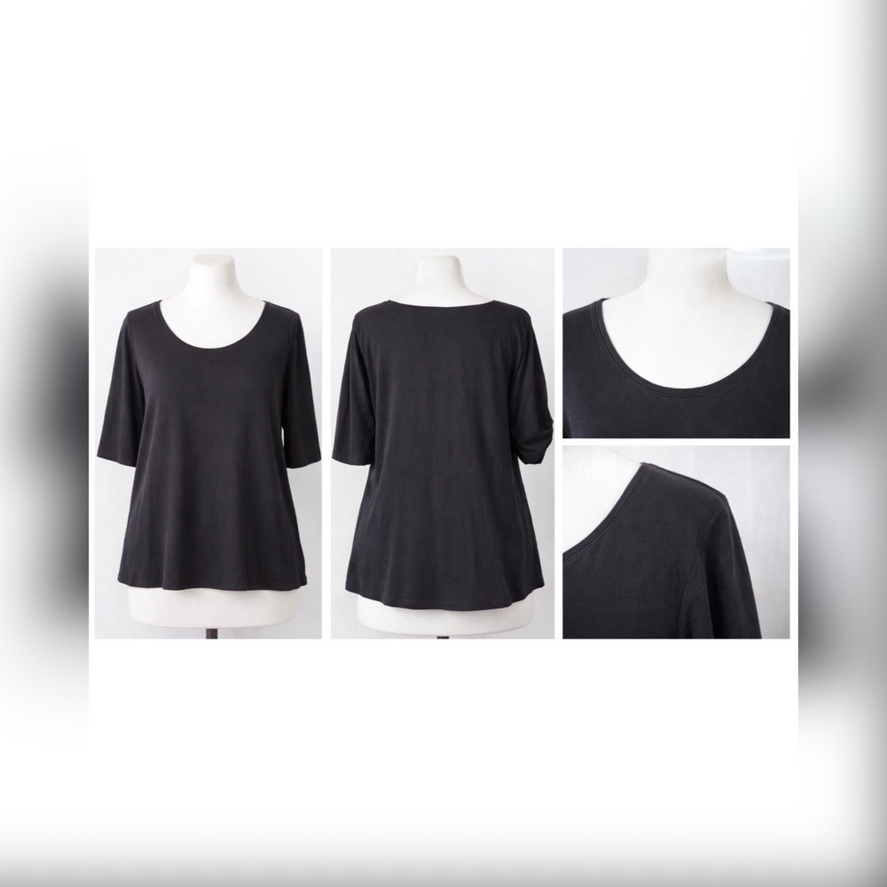 Eileen Fisher Organic Cotton Women's 3/4 Sleeve Top Minimalist Essential 1X
